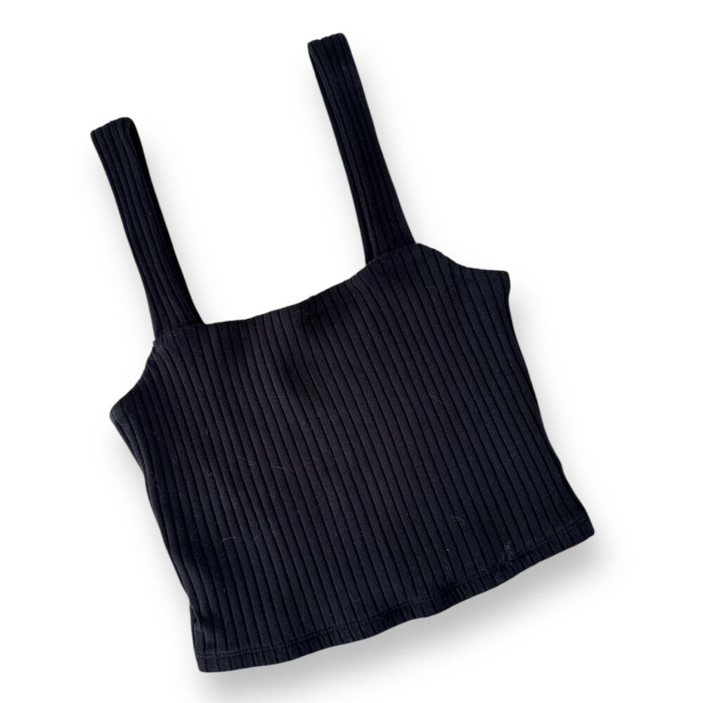 AMERICAN EAGLE Sleeveless Crop Tank Black Ribbed Sz‎ XS